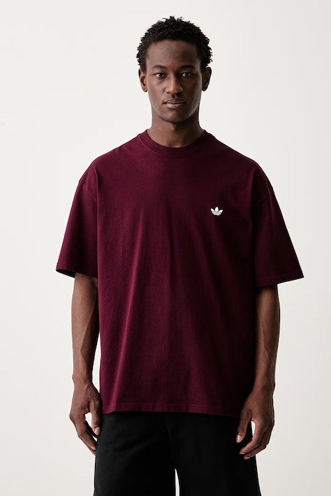 adidas Originals T-shirt męski bawełniany Trefoil Essentials bordowy KV3139