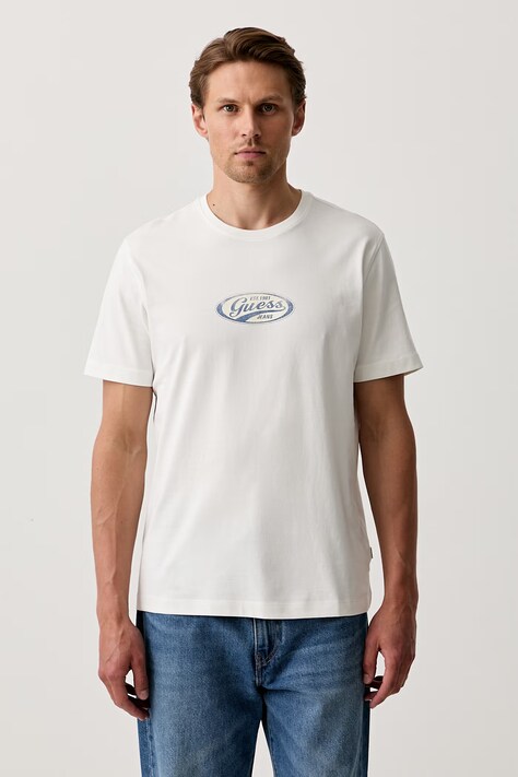 Guess Jeans T-shirt męski bawełniany beżowy M6YI06 K3649