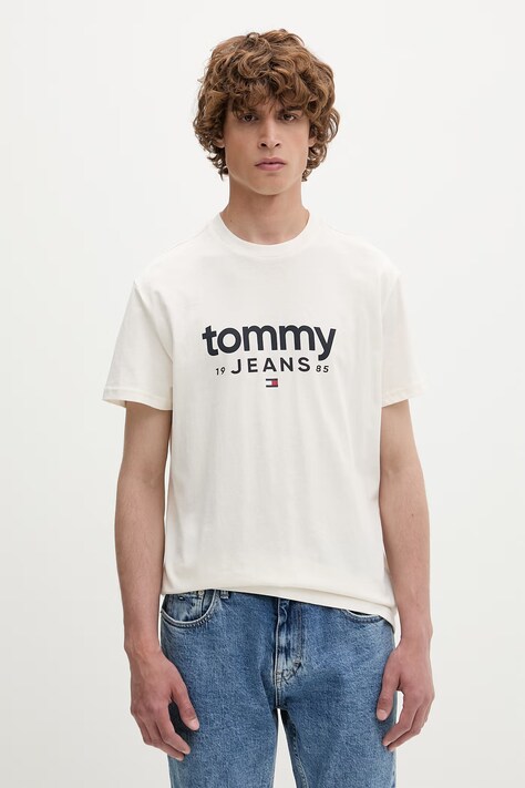 Tommy Jeans T-shirt męski bawełniany beżowy DM0DM23376
