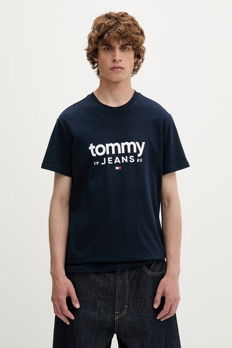 Tommy Jeans T-shirt męski bawełniany granatowy DM0DM23376
