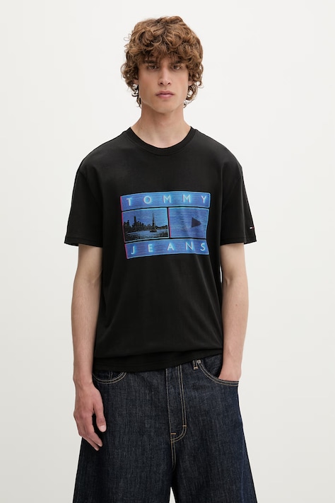 Tommy Jeans tričko pánské bavlněné černé DM0DM23191