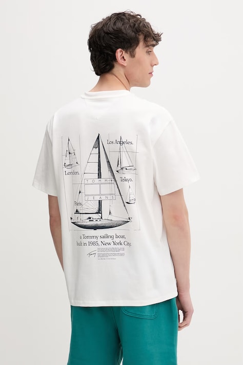 Tommy Jeans тениска мъжка от памук бяла DM0DM23184