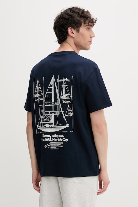 Tommy Jeans тениска мъжка от памук тъмносиня DM0DM23184