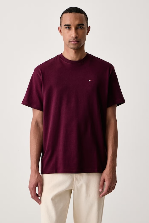 Tommy Jeans T-shirt męski bawełniany bordowy DM0DM22507