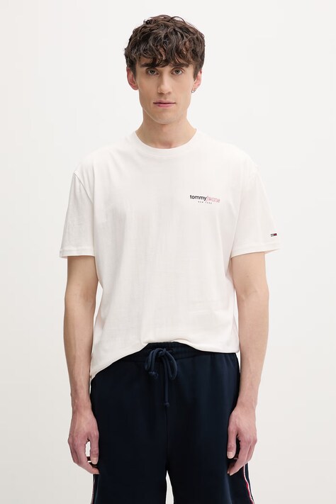 Tommy Jeans T-shirt męski bawełniany beżowy DM0DM23375