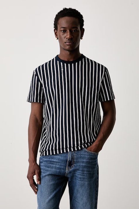 Tommy Jeans t-shirt ανδρικό βαμβακερό σκούρο μπλε DM0DM23374