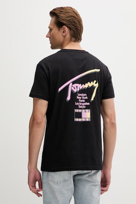Tommy Jeans T-shirt męski bawełniany czarny DM0DM23253
