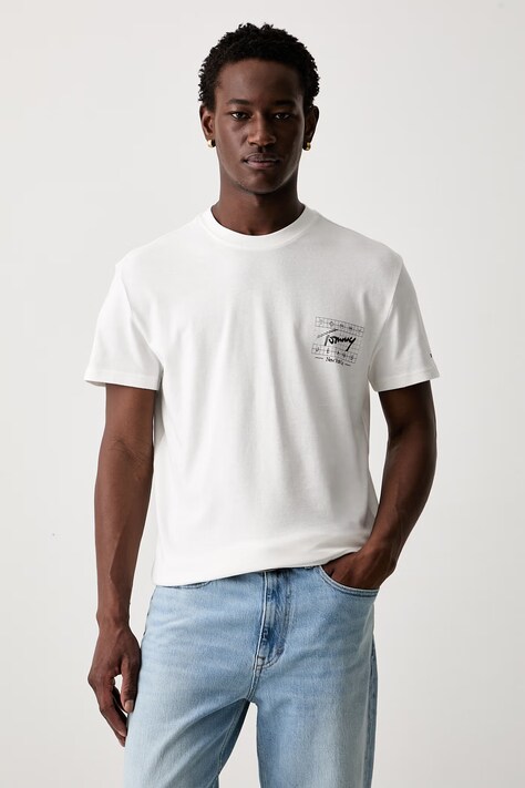 Tommy Jeans T-shirt męski bawełniany beżowy DM0DM23177