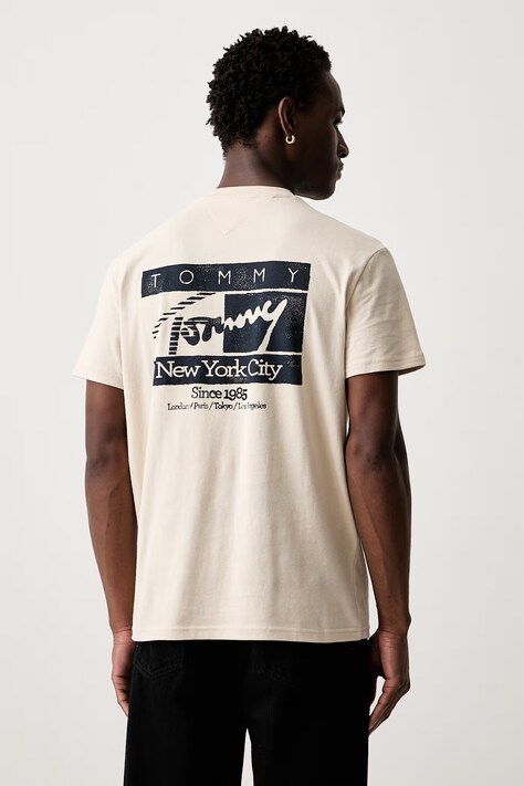Tommy Jeans t-shirt ανδρικό βαμβακερό μπεζ DM0DM23177