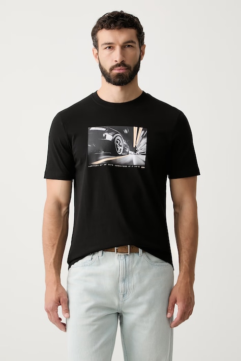 BOSS Orange T-shirt męski bawełniany Te_Motors czarny 50566627