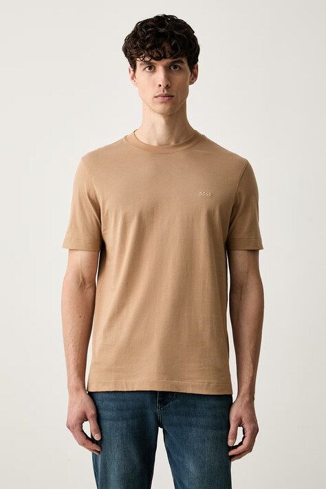 BOSS T-shirt męski bawełniany Thompson beżowy 50565995