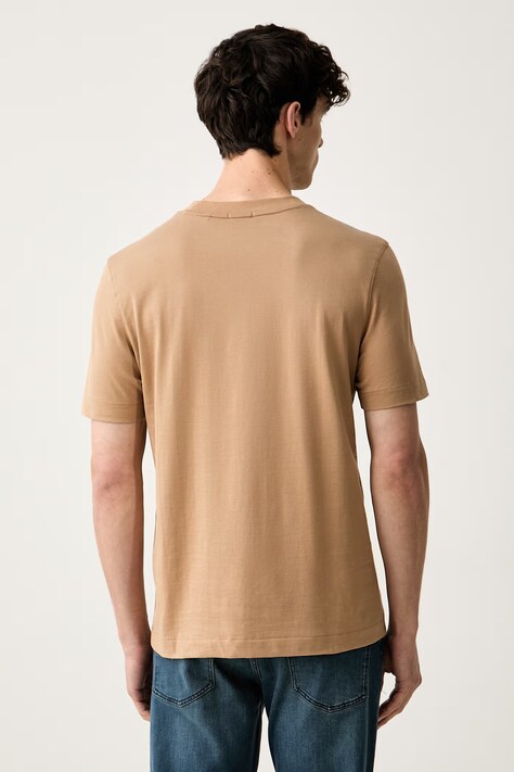 BOSS T-shirt męski bawełniany Thompson beżowy 50565995