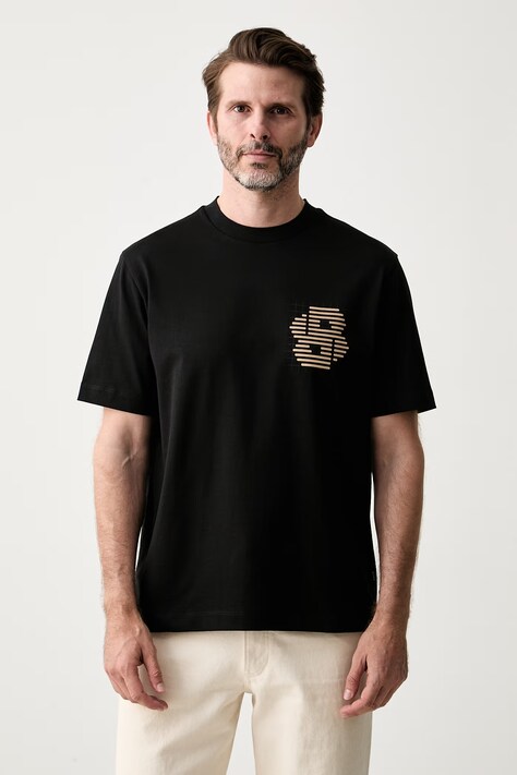 BOSS T-shirt męski bawełniany C-Tigerman czarny 50565606