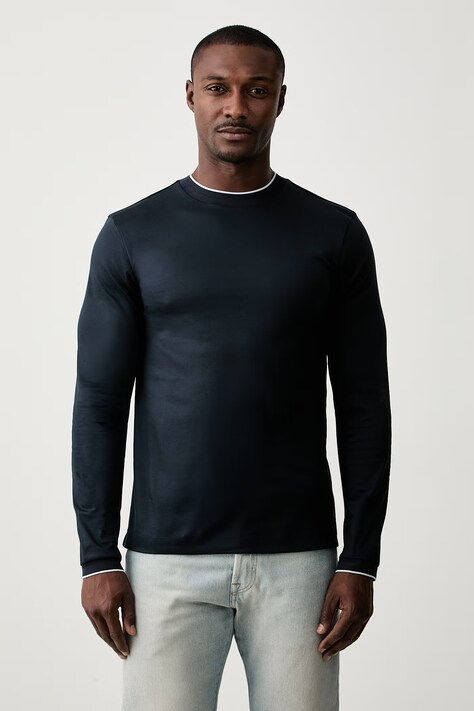 BOSS longsleeve męski bawełniany H-Tenison granatowy 50565601