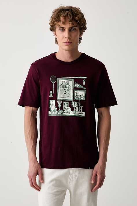 adidas T-shirt męski bawełniany bordowy KS2177