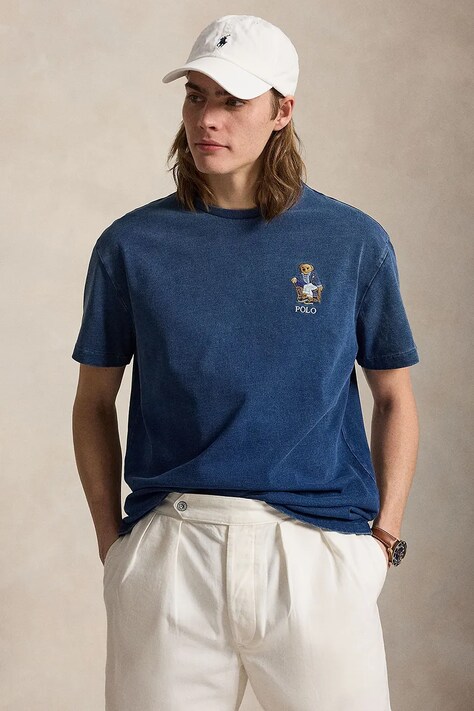 Polo Ralph Lauren T-shirt męski bawełniany granatowy 710B18560