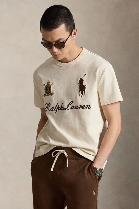 Polo Ralph Lauren T-shirt męski bawełniany beżowy 710B20010