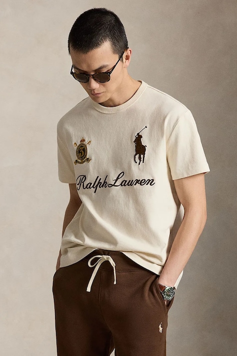 Polo Ralph Lauren T-shirt męski bawełniany beżowy 710B20010