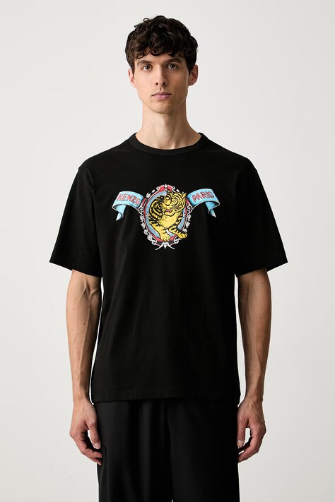 Kenzo T-shirt męski bawełniany czarny FG65TS2984SG