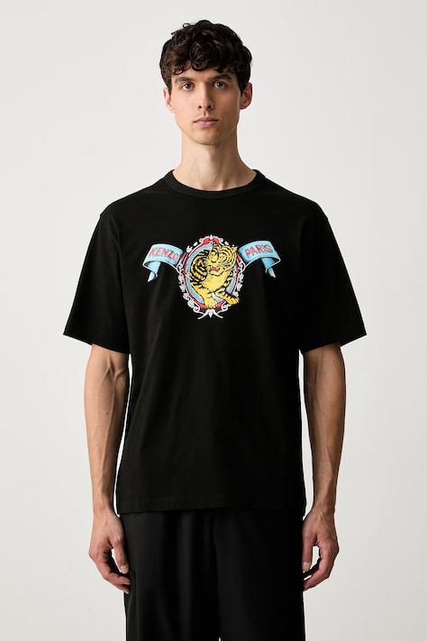 Kenzo T-shirt męski bawełniany czarny FG65TS2984SG