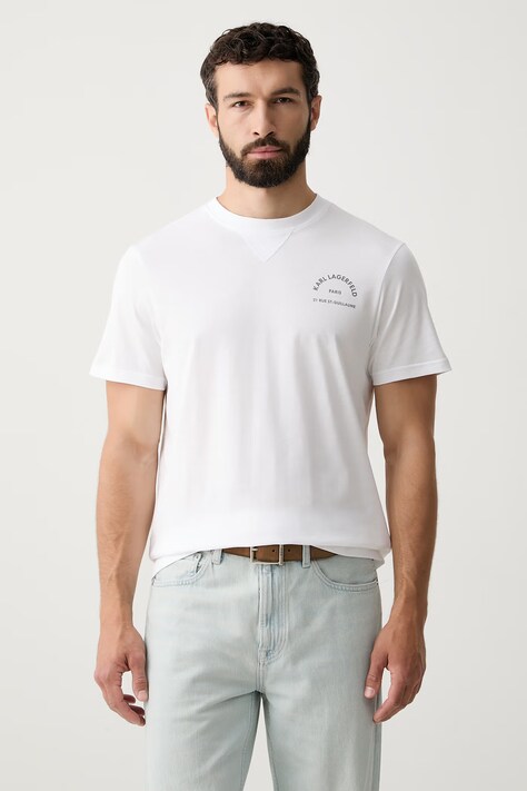 Karl Lagerfeld T-shirt męski bawełniany biały