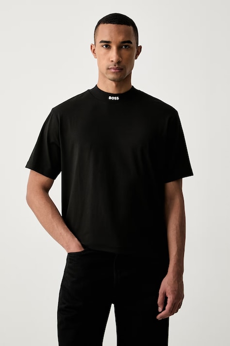 BOSS Green tricou pentru bărbați, din bumbac cu elastan Tee Collar negru 50562120