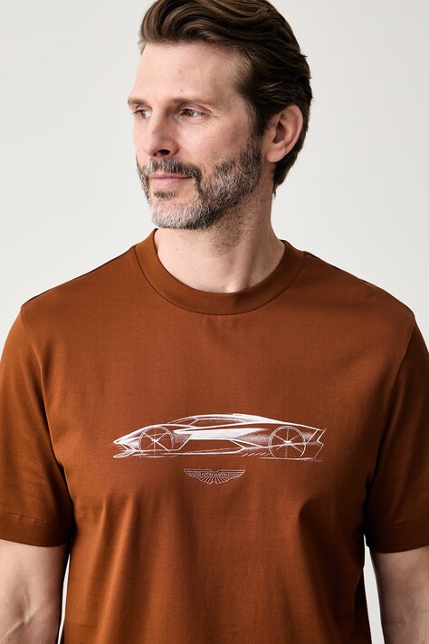 BOSS футболка чоловіча бавовняна BOSS x Aston Martin — AW26-TSMZUS, коричневий — фото 4