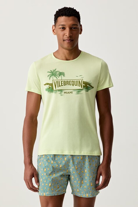Vilebrequin T-shirt męski bawełniany THOM zielony THOEP300