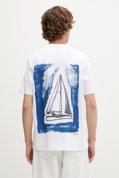 HUGO t-shirt ανδρικό βαμβακερό Disail λευκό 50566029