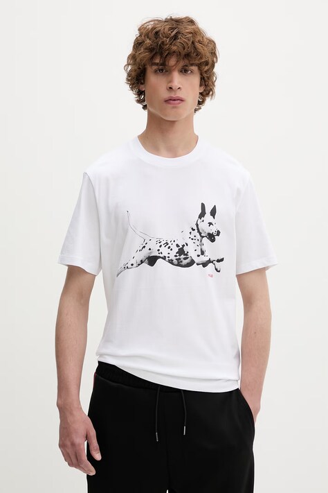 HUGO T-shirt męski bawełniany Dirunn biały 50564143