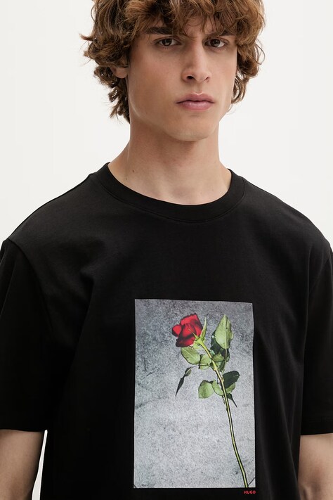 HUGO поло чоловіче бавовняне з еластаном Durose — AW26-TSMZWB, чорний — фото 4