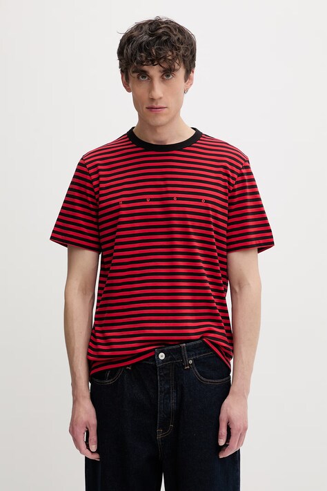 HUGO T-shirt męski bawełniany Demptee czerwony 50563797