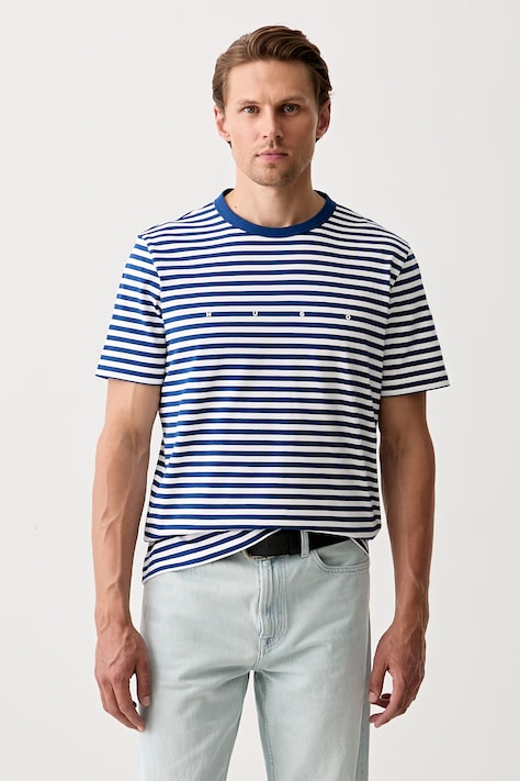 HUGO T-shirt męski bawełniany Demptee niebieski 50563797