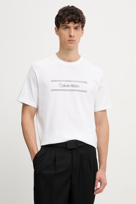 Calvin Klein T-shirt męski bawełniany biały LV04LG813G