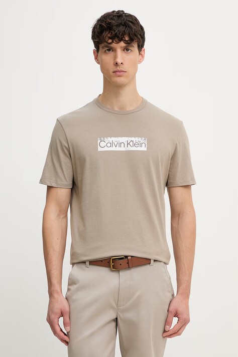 Calvin Klein T-shirt męski bawełniany beżowy LV04LG811G