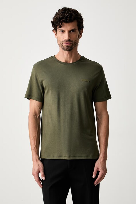 Calvin Klein T-shirt męski bawełniany zielony LV04LG222G