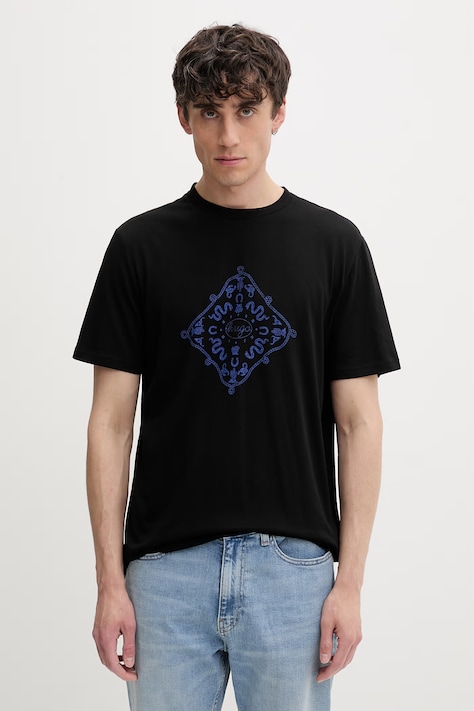 HUGO Blue t-shirt ανδρικό βαμβακερό Nerberri μαύρο 50572760