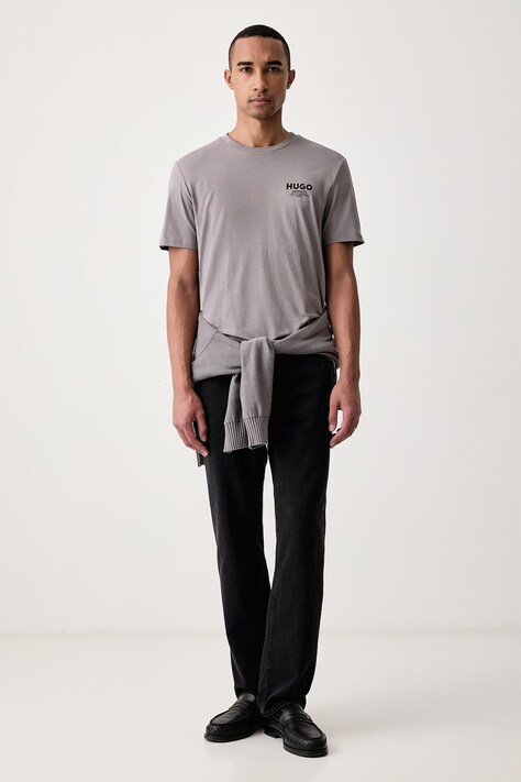 HUGO Blue T-shirt męski bawełniany Nesptee szary 50572740