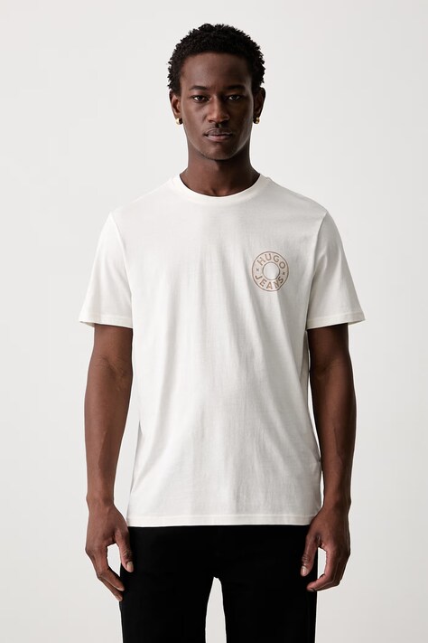 HUGO Blue T-shirt męski bawełniany Nemodo beżowy 50572303