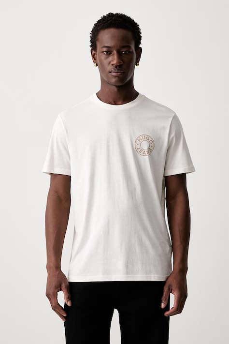 HUGO Blue T-shirt męski bawełniany Nemodo beżowy 50572303
