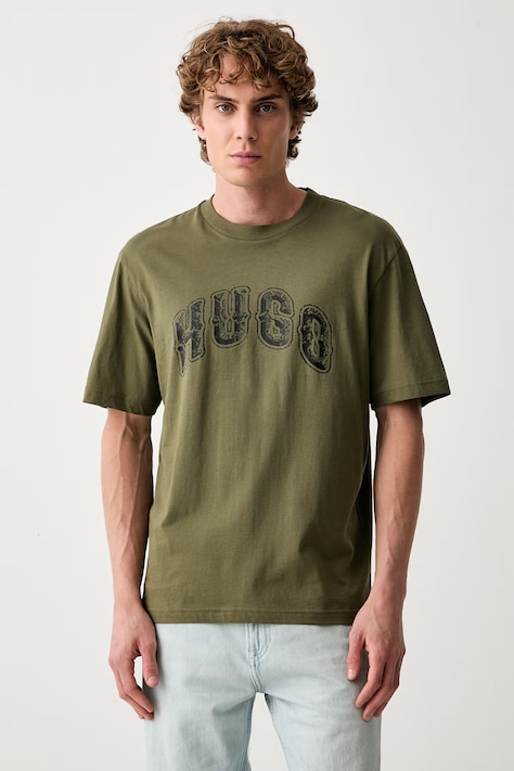 HUGO Blue футболка для мужчин из хлопка Nerpient зелёная 50566041