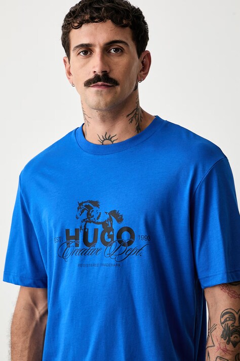 HUGO Blue футболка чоловіча бавовняна Nurobos — AW26-TSMZWT, блакитний — фото 4