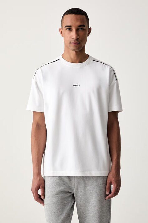 HUGO T-shirt oversize męski z bawełną NOAH T-SHIRT beżowy 50566159