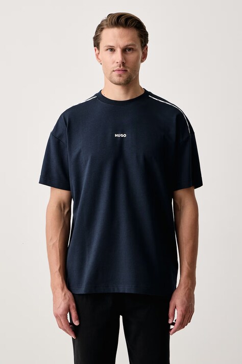 HUGO Oversize t-shirt ανδρικό με βαμβάκι NOAH T-SHIRT σκούρο μπλε 50566159