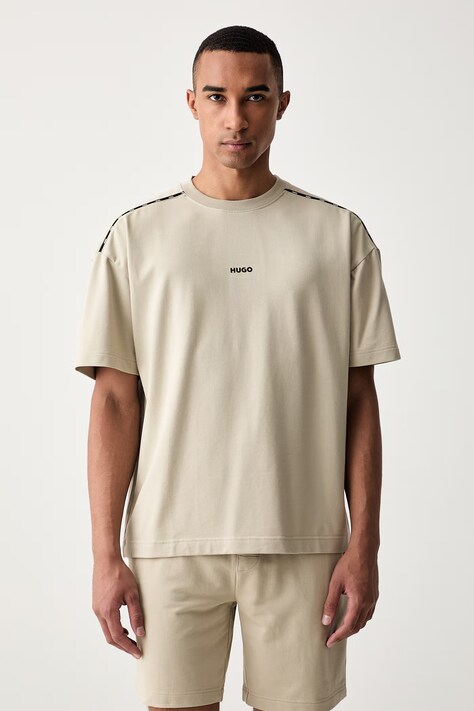 HUGO oversize tričko pánské s bavlnou NOAH T-SHIRT béžové 50566159