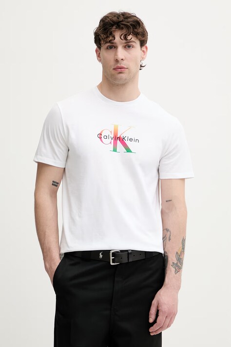 Calvin Klein Jeans T-shirt męski bawełniany biały LV04RG835G