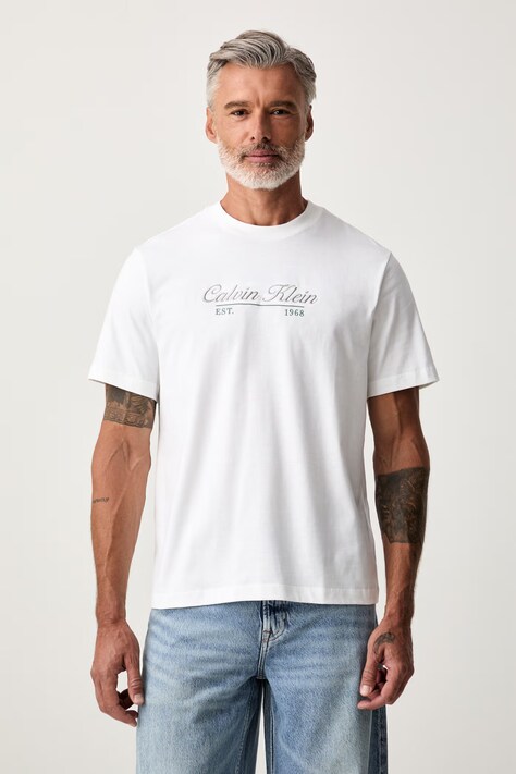 Calvin Klein Jeans T-shirt męski bawełniany beżowy LV04RG822G