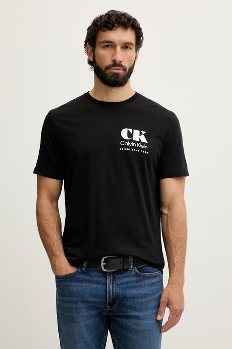 Calvin Klein Jeans T-shirt męski bawełniany czarny LV04RG802G