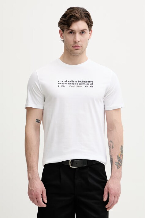 Calvin Klein Jeans T-shirt męski bawełniany biały LV04RG800G