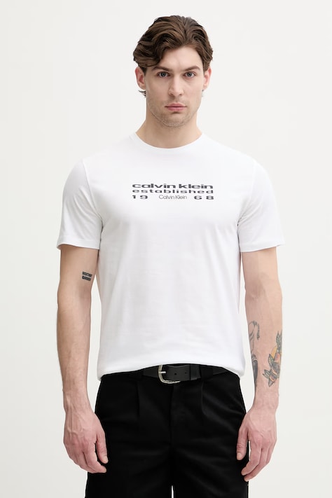 Calvin Klein Jeans T-shirt męski bawełniany biały LV04RG800G